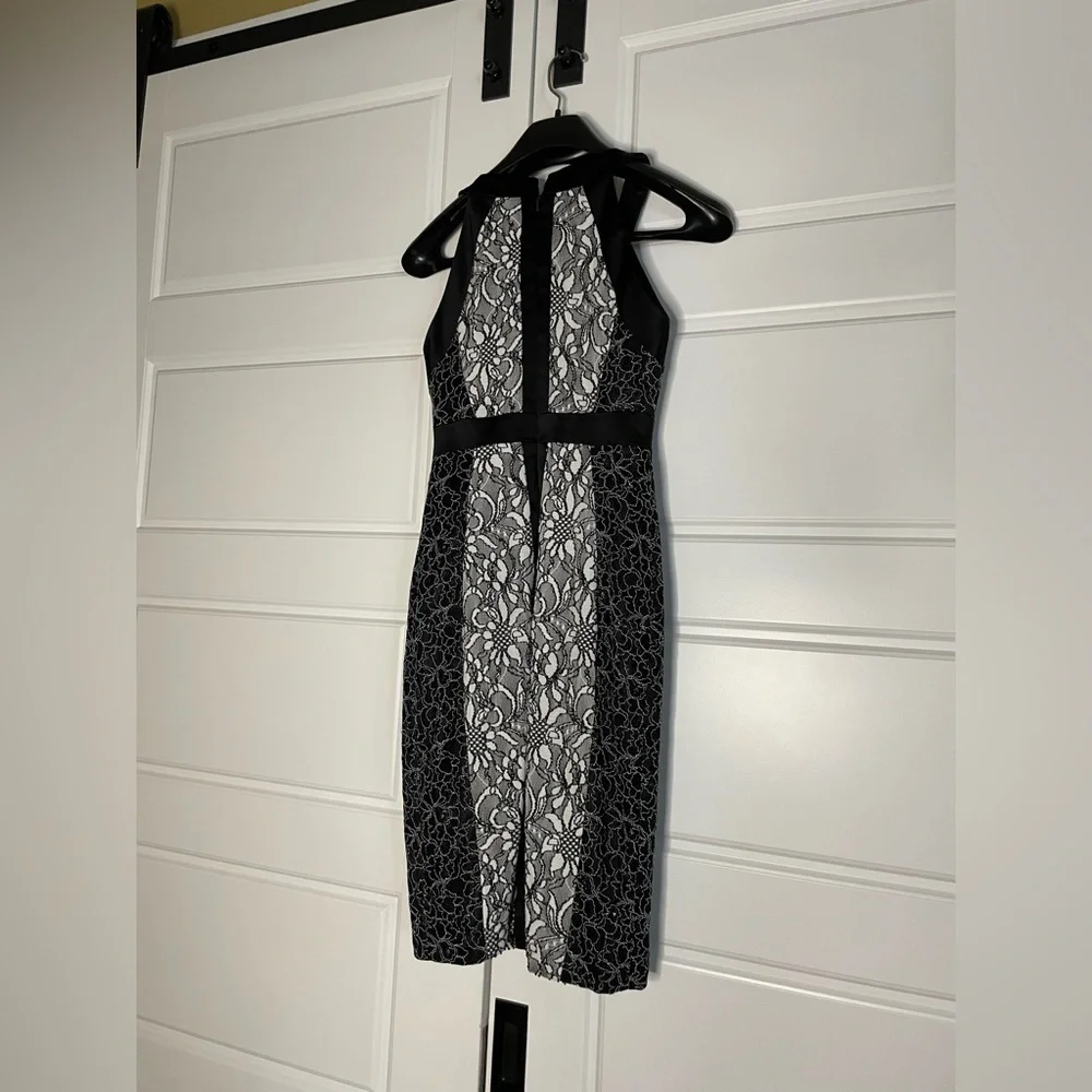 Cache Black and white floral lace midi cocktail dress - Picture 4 of 7